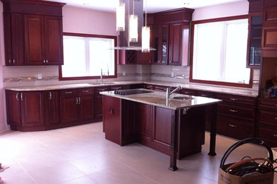 Inspiration for a rustic kitchen remodel in Montreal