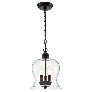 Cadogan Oil Rubbed Bronze 3-Light Pendant With Clear Shade