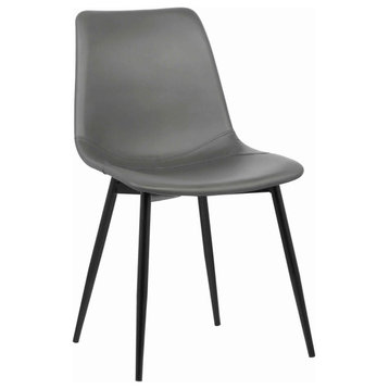 Benzara BM155599 Dining Chair with Bucket Seat & Metal Legs, Gray & Black