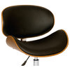Daphne Modern Chair, Black and Walnut Veneer Back and Chrome