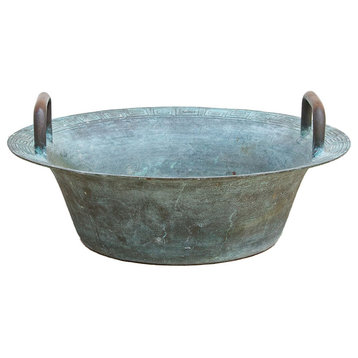 Large Antique Verdigris Copper Pot