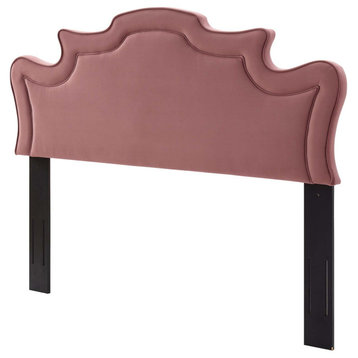 Headboard, Full Queen Size, Pink, Velvet, French, Mid Century Guest Suite