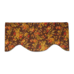Priority Home and Design - Richloom Cabbage Rose Brown Floral Valance - Valances