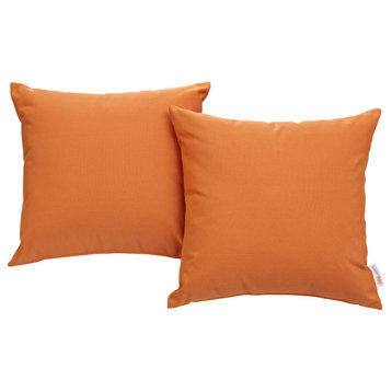 Convene 2-Piece Outdoor Wicker Rattan Pillow Set, Orange