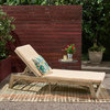 Adelaide Outdoor Acacia Wood Chaise Lounge and Cushion Set, Cream