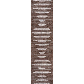 Zolak Berber Stripe Indoor/Outdoor Rug, Brown/Beige, 2 X 8