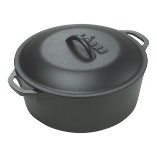 Lodge Pre-Seasoned 5 Quart Cast Iron Dutch Oven with Loop Handles and Cast  Iron Cover