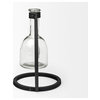Monica Black Metal Glass Bottle Vase, Short