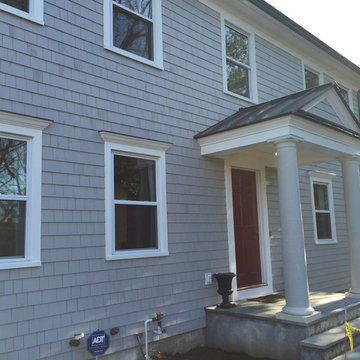 Wood siding, Azek, metal roof, portico