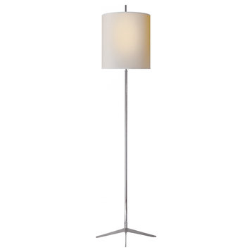 Caron Floor Lamp, 2-Light  Nickel,  Paper Closed Top Shade, 67.5"H