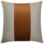 StyleCraft - Dann Foley Lifestyle-Banded Throw Pillow-24"x24"-Pale Yellowish-Gray, Cinnamon - Add a touch of elegance to your living room or bedroom with this Two Tone throw pillow from the StyleCraft collection. Designed by Dann Foley, it's a wonderful blend of luxury and comfort. The plush duck feather cotton filling and sumptuous velvet fabric make it a welcoming addition to any space.