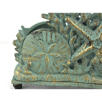 Cast Iron Seashell Napkin Holder, Antique Bronze, 7"
