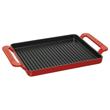 Chasseur French Rectangular Enameled Cast Iron Grill, 10-inch, Red