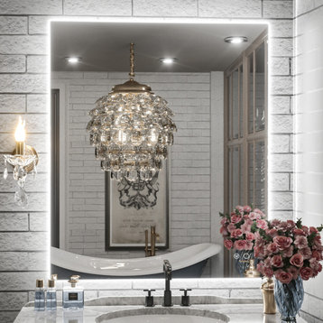 Backlit LED Mirror for Bathroom, Anti-Fog Dimmable, Silver, 30x36
