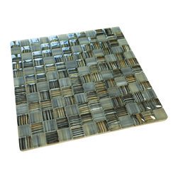 Grey and Golden Modern Art Glass Mosaic Tiles (Square, Glass & Matte) - Home Accessories & Decor