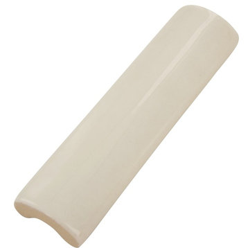 1.5"x6" Lumiere Glossy Porcelain Molding, Angle Feather White