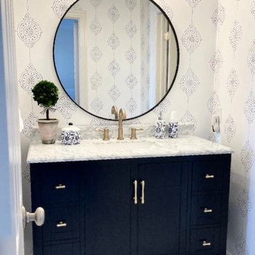 Navy White & Gold Guest Suite Makeover - Designed via my Online Design Service