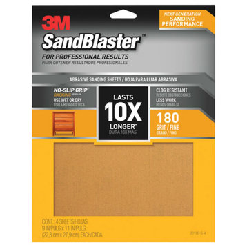 3M 20180-G-4 SandBlaster Sandpaper, 180 Grit