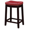 Linon Claridge 26" Wood Backless Counter Stool Red Faux Leather in Dark Brown