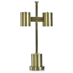 StyleCraft - Cais Table Lamp Brass Finish On Metal Body Metal Shade - Refined and sophisticated, the Harp and Finial Cais Table Lamp features a sculpted geometric design. With its cylindrical downlight shades and all-over brass finish, this table lamp blends seamlessly into modern decor. Include this fine versatile lamp in any room in the home to give it a modern appearance.