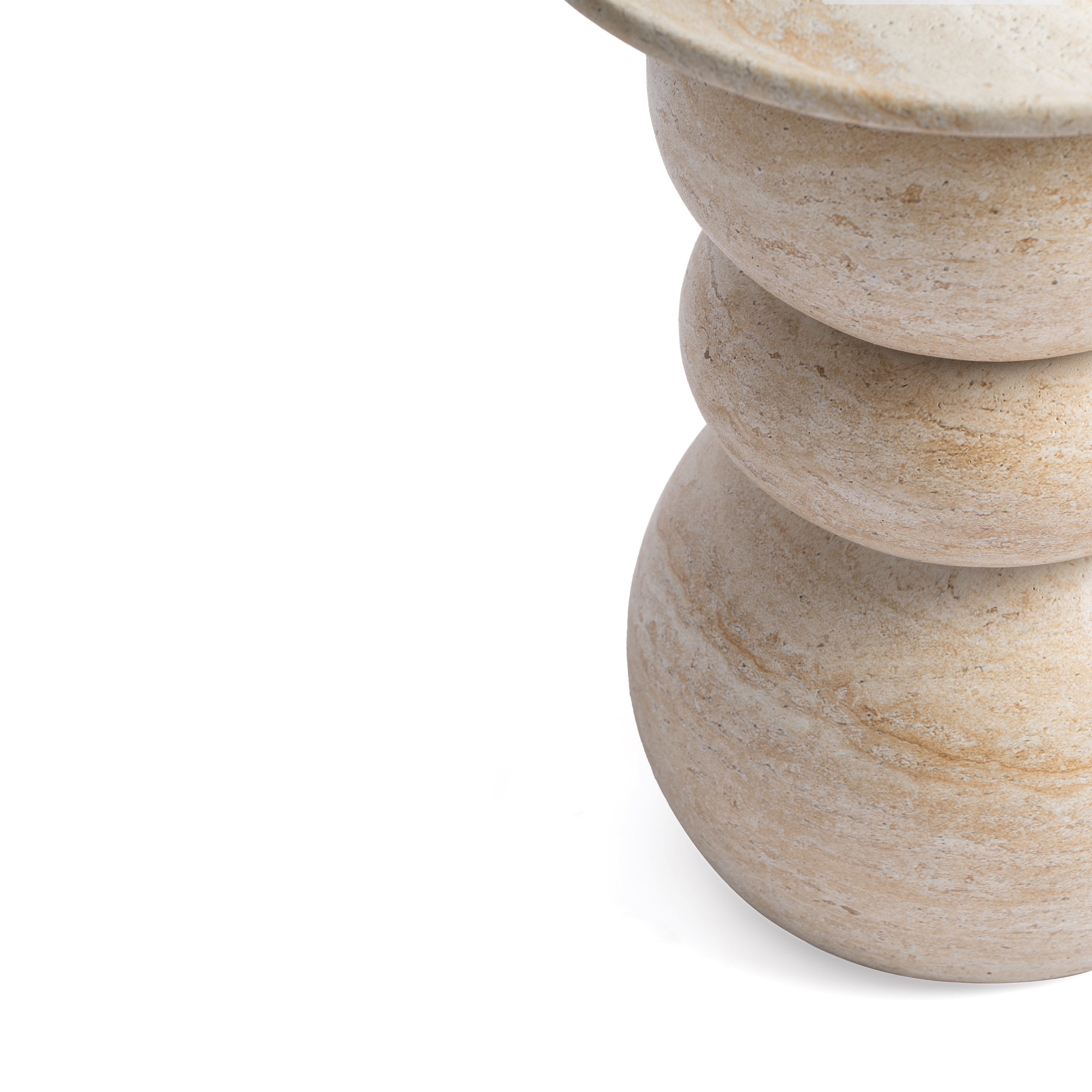 Studio London Elegant Silfi Travertine Effect Stool for Modern Home Bedroom