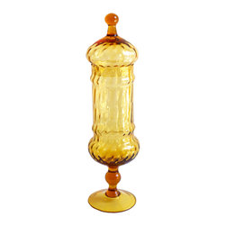 ITALIAN APOTHECARY LIDDED JAR IN AMBER - Vases