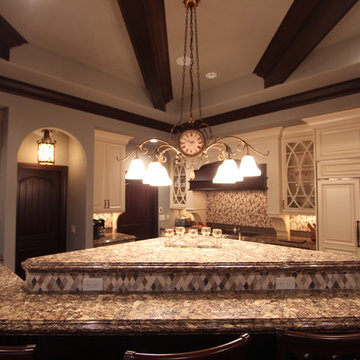 Three Level Island with Bar Height Seating