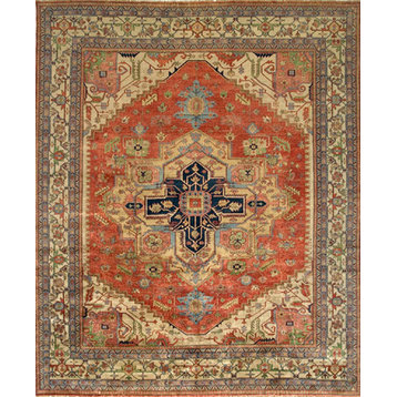 Pasargad Home Serapi Collection Hand-Knotted Rust Wool Area Rug, 7'11"x9'11"