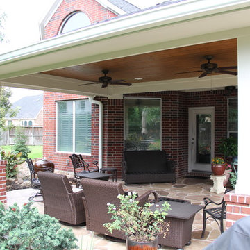 Patio Cover in Houston TX with stamped concrete