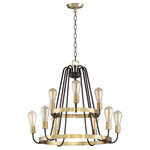 Maxim - Maxim Haven 9-Light Multi-Tier Chandelier 11737OIAB, Oil Rubbed Bronze - Arms that gracefully descend from a collector cradle a round metal band that can be removed for a minimalistic look. Available in two finish combinations: Black with Satin Nickel Accents and Oil Rubbed Bronze with Antique Brass accents.