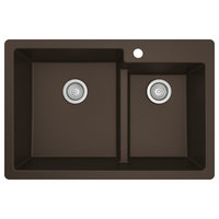 Karran 33" Top Mount Large/Small Bowl Quartz Kitchen Sink, Brown