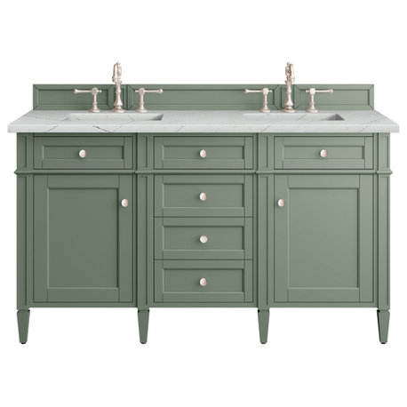 Brittany 60" Double Vanity, Smokey Celadon,  Ethereal Noctis Top