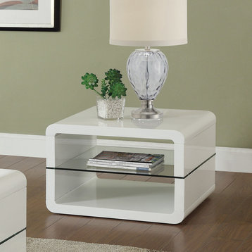 Coaster Contemporary Wood End Table with Two Shelves in White