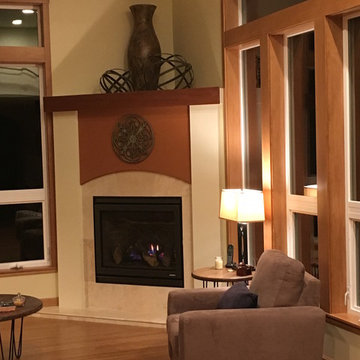 Corner gas fireplace