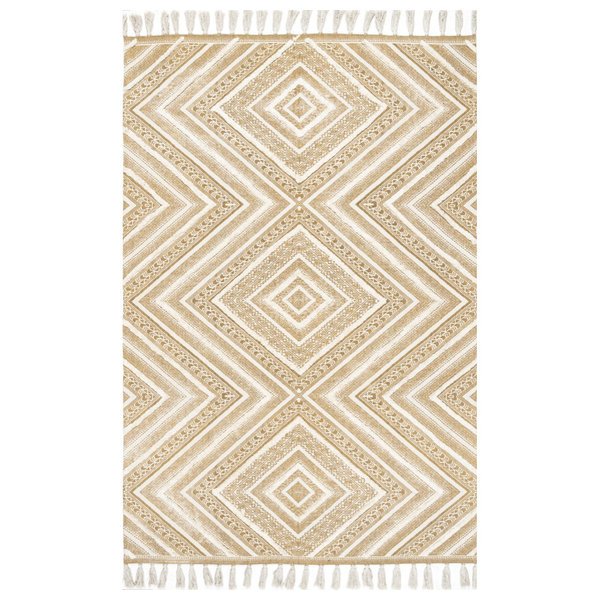 nuLOOM Flatweave Cotton Nichola Trellis Geometric Area Rug, Beige, 5'x