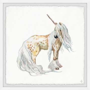 "Golden Unicorn" Framed Painting Print, 32"x32"
