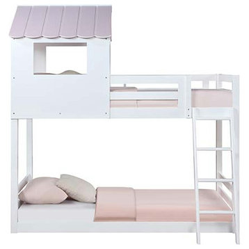 Acme Solenne T/T Bunk Bed White and Pink Finish