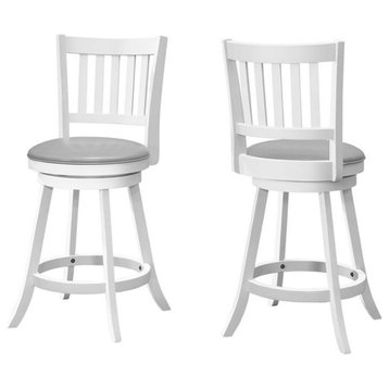 Bowery Hill 23.25" Wood Swivel Counter Height Stool in White/Gray (Set of 2)