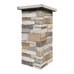 C143-BRECKENRIDGE DEEP WIDE STACKED STONE COLUMN WRAP (CAPS SOLD SEPARATELY) - Wall Panels
