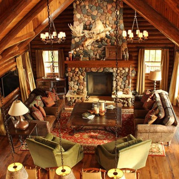 Custom Log Lodge Home Great Room