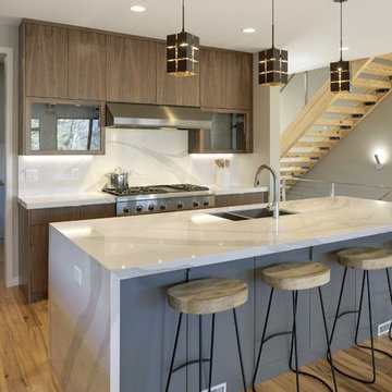 Antique Elm Flooring in a Modern Kitchen