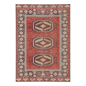 Jaipur Living Miner Indoor/ Outdoor Medallion Red/ Yellow Area Rug  5'X7'6"