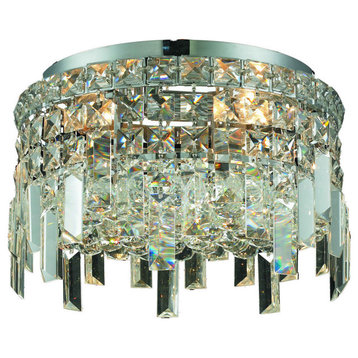 Elegant Maxime 4-Light Chrome Flush Mount Clear Royal Cut Crystal