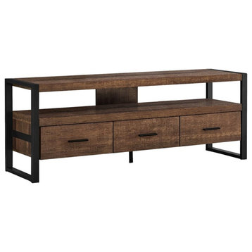 Tv Stand 60 Inch Console Storage Drawers Living Room Bedroom Metal Brown