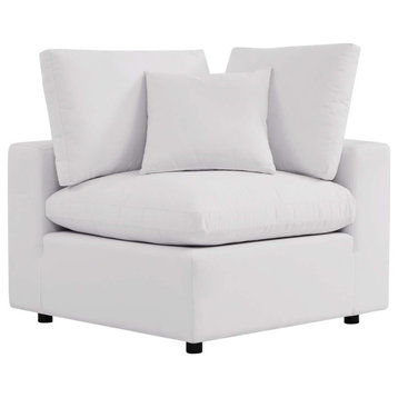 Commix Overstuffed Outdoor Patio Corner Chair White -4904