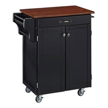 Homestyles Cuisine Cart in Black Finish with Cherry Top