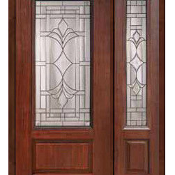 Prehung Sidelite Door 80 Fiberglass Marsala 1 Panel 3/4 Lite Glass - Front Doors