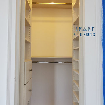 Small Space Walk -in Closet in Etched White Chocolate Finished By Smart Closets