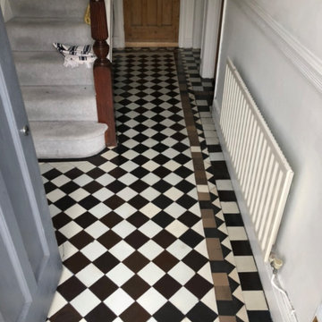 Diamond Pattern Victorian Hallway Floor Renovated in Llanelli