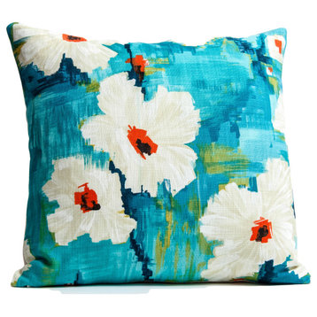 Floral Painterly Style Pillow Cover Harlequin Fabric, 20x20